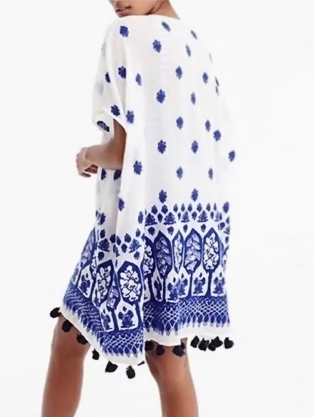 J Crew Blue & White Boho Beach Kimono Cover-Up - Picture 6 of 9